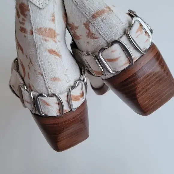 Sam Edelman Bellamie Calf Hair Western Booties in size 9.5 Ivory Brahma - Picture 10 of 12